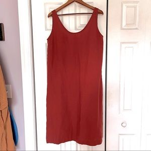 Scoop Back Linen Shift Dress